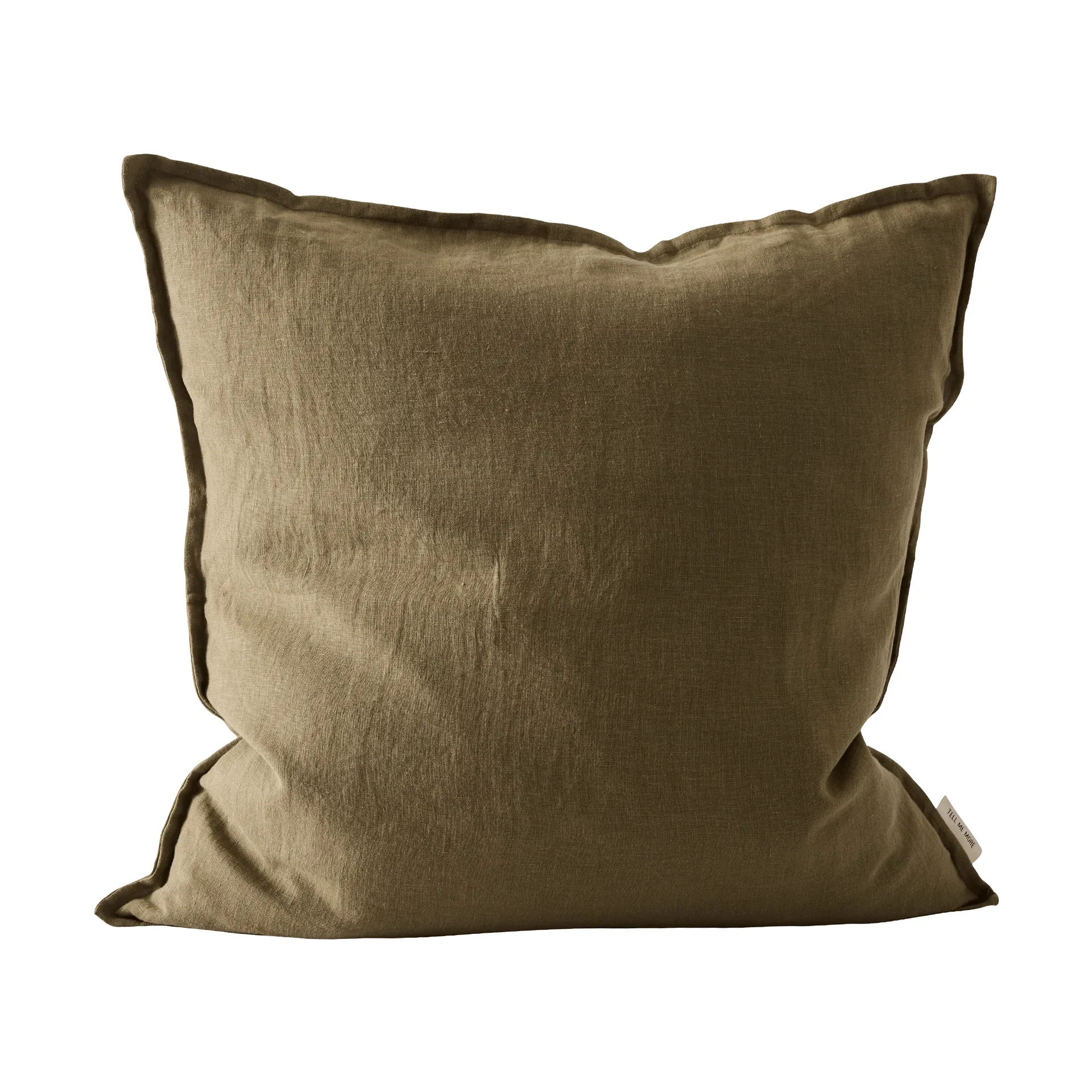 Washed linen kuddfodral 50x50 cm, Dark olive green Tell Me More