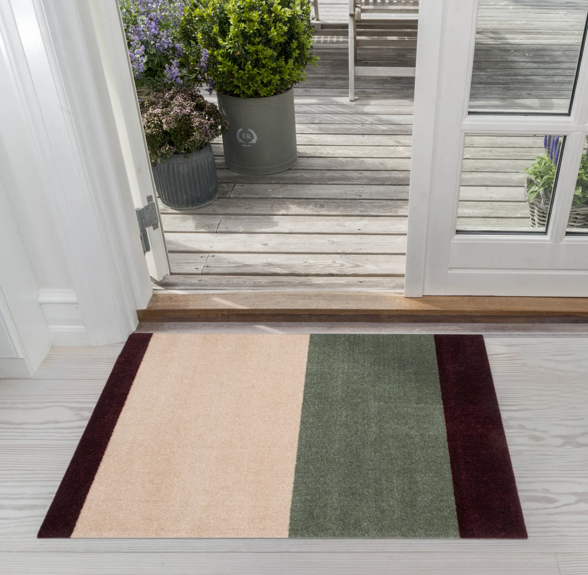 Stripes dörrmatta, Green-ivory-bordeaux, 60x90 cm tica copenhagen