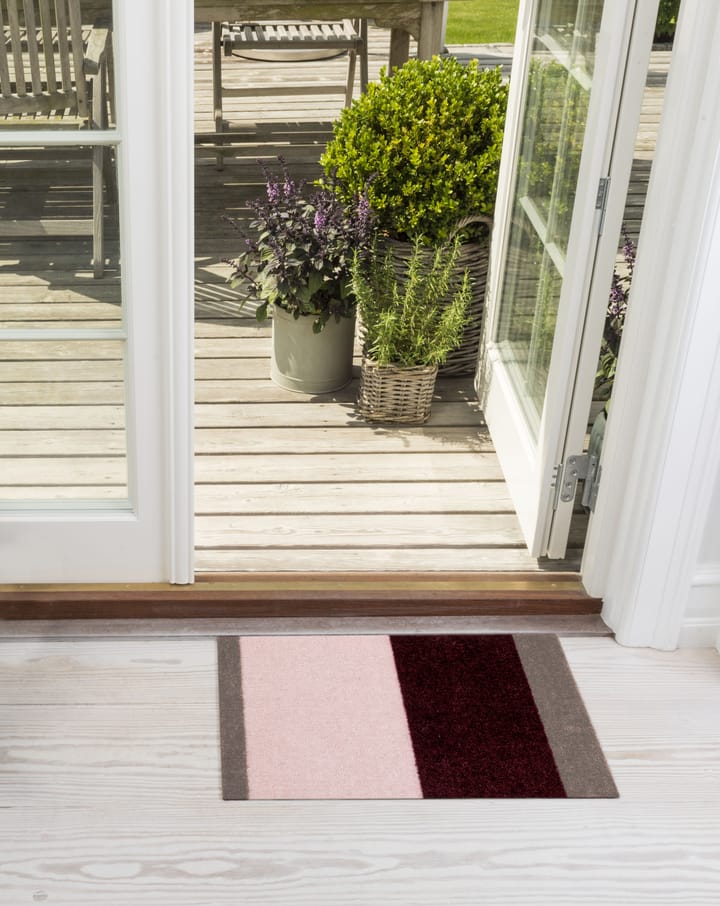 Stripes dörrmatta horisontell, Bordeaux-rose-sand, 40x60 cm tica copenhagen