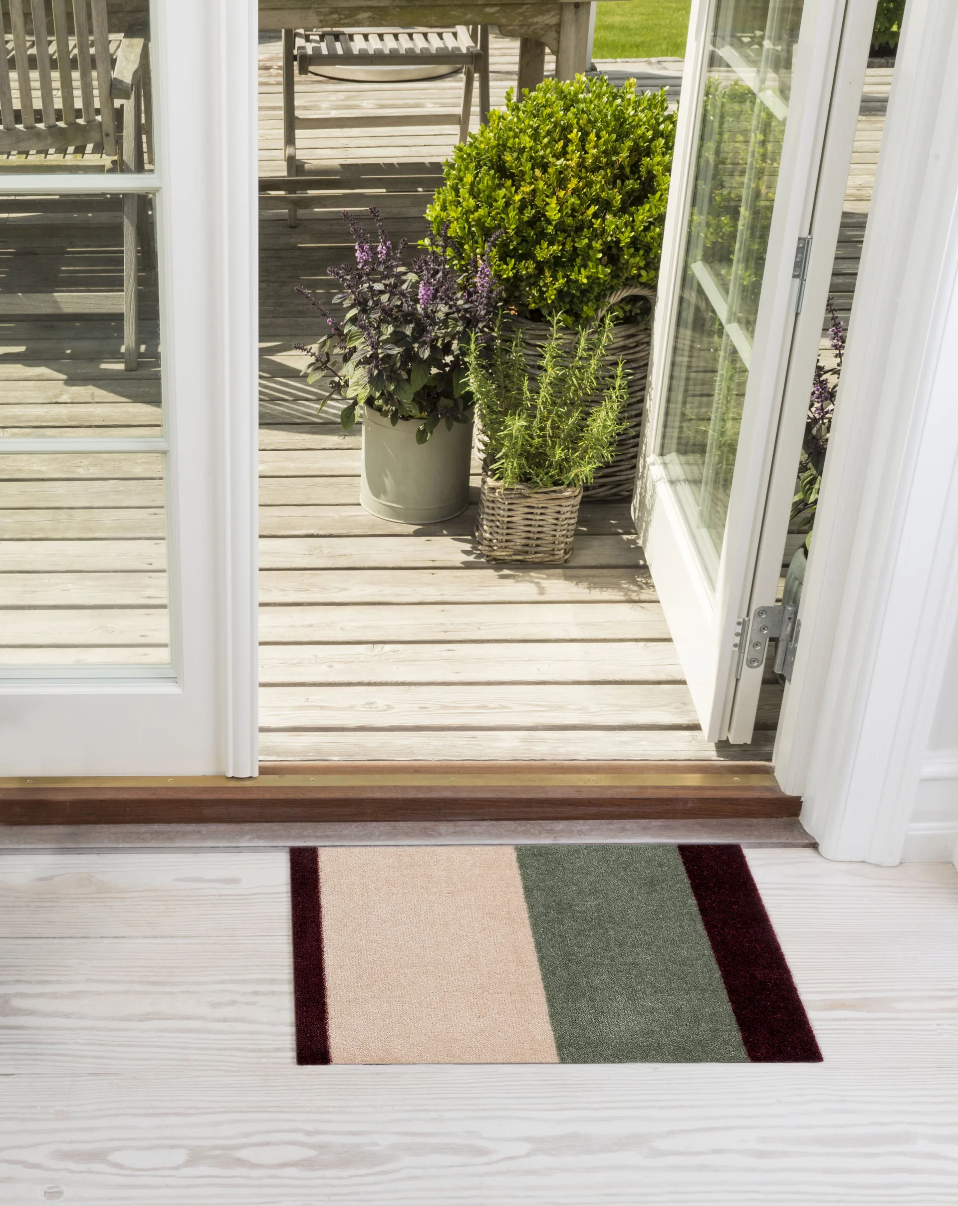 Stripes dörrmatta horisontell, Green-ivory-bordeaux, 40x60 cm tica copenhagen