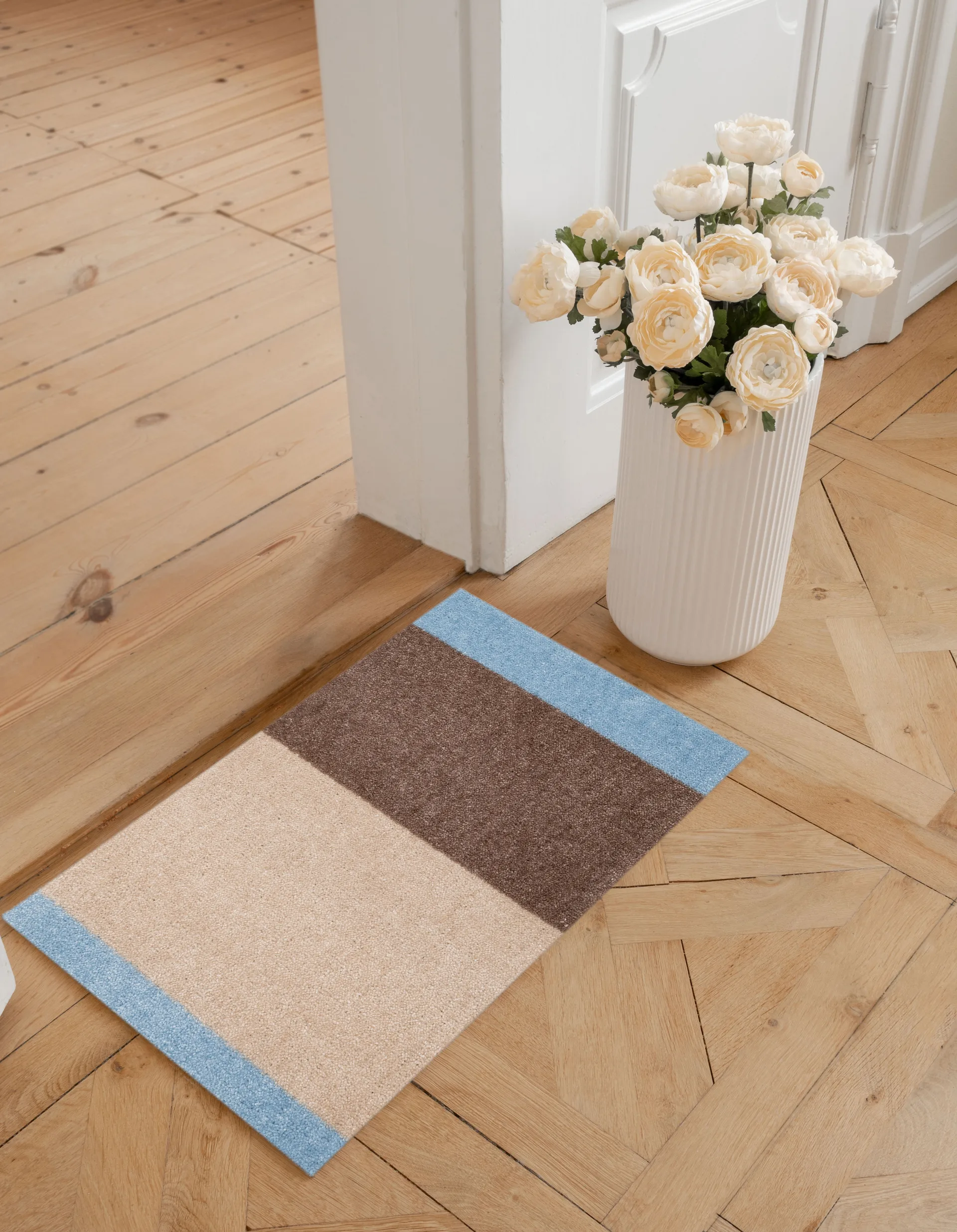Stripes dörrmatta horisontell, Ivory-sand-blue, 40x60 cm tica copenhagen