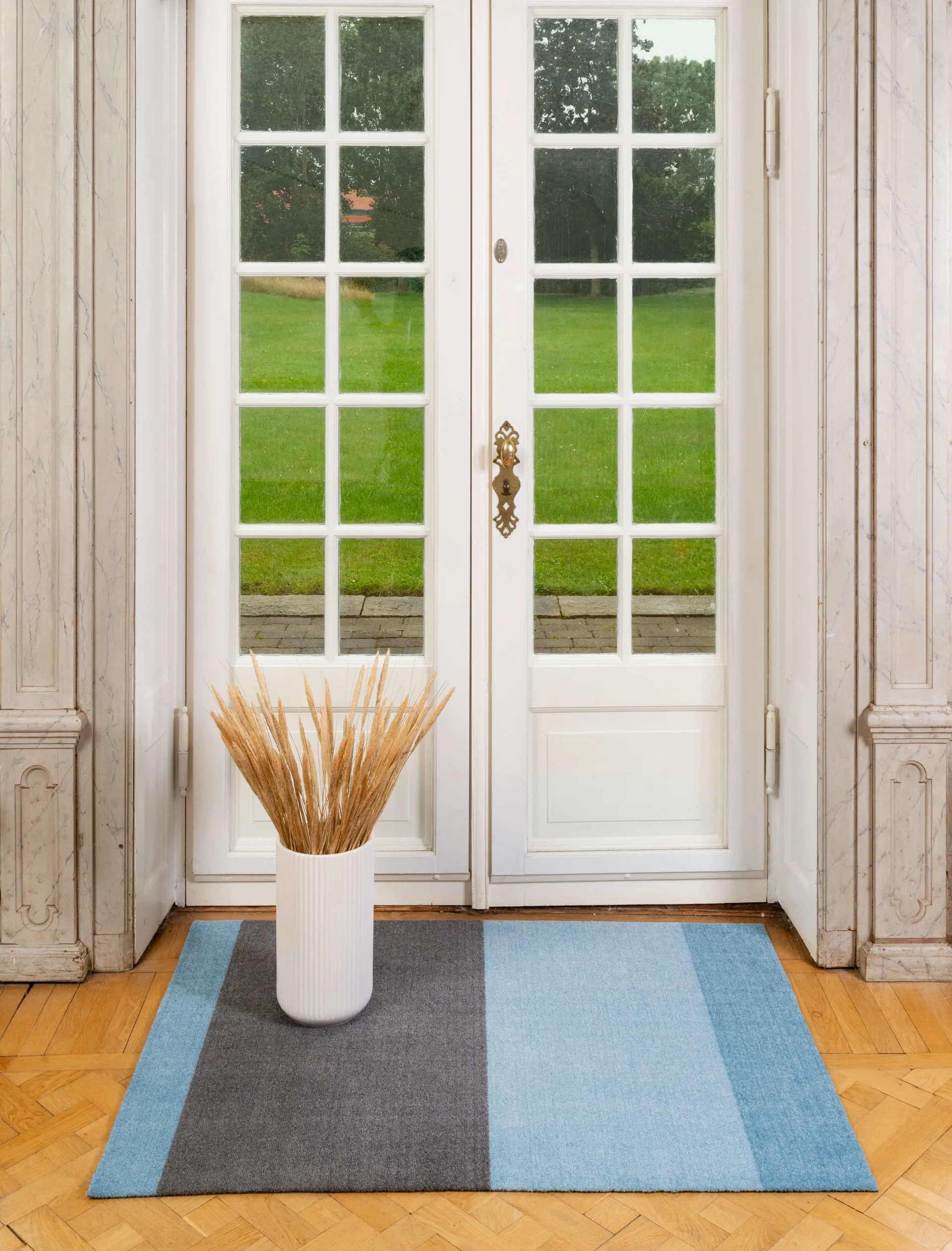 Stripes gångmatta horisontell, Blue-steel grey, 90x130 cm tica copenhagen