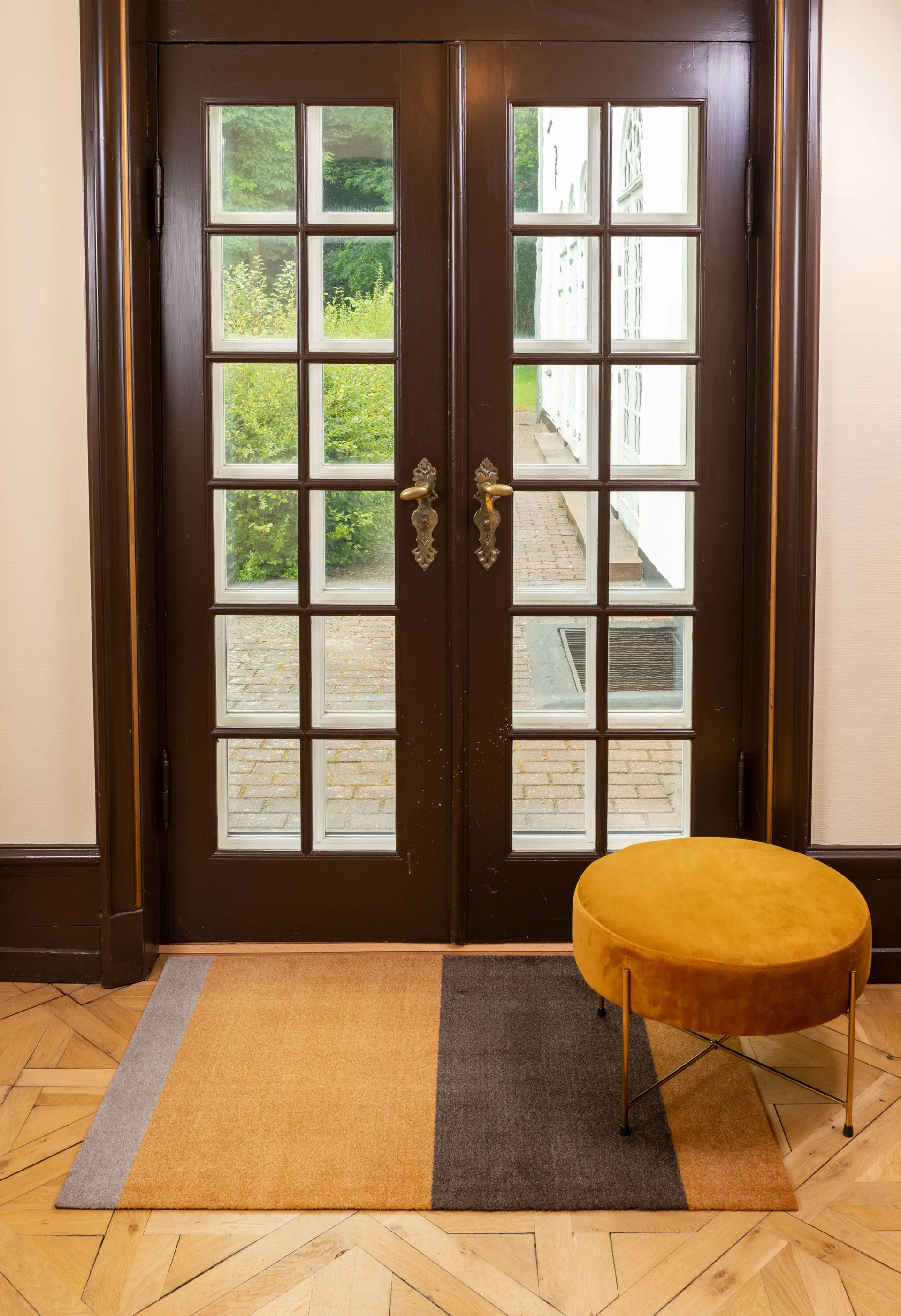 Stripes gångmatta horisontell, Dijon-brown-sand, 90x130 cm tica copenhagen