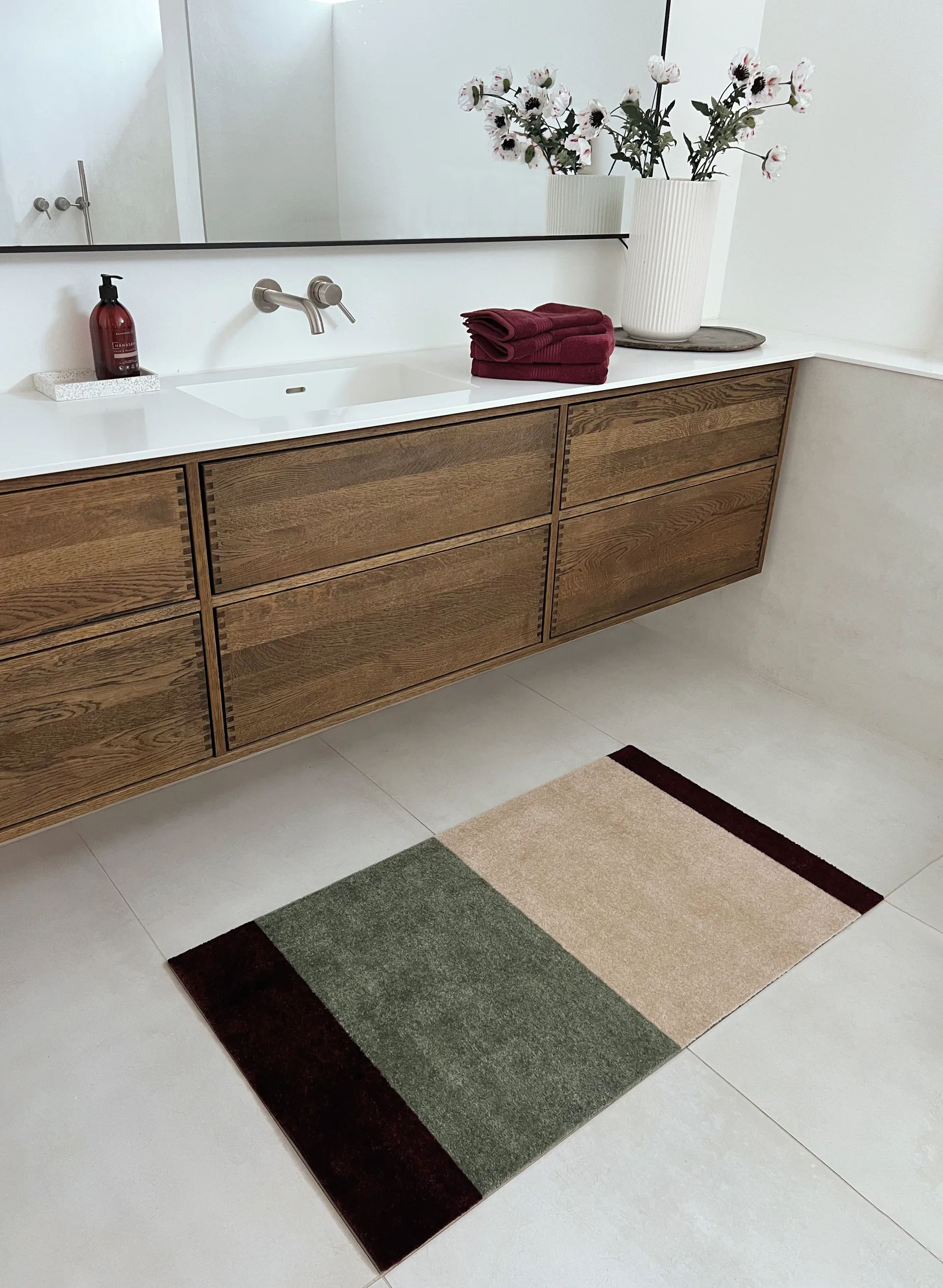 Stripes gångmatta horisontell, Green-ivory-bordeaux, 67x120 cm tica copenhagen