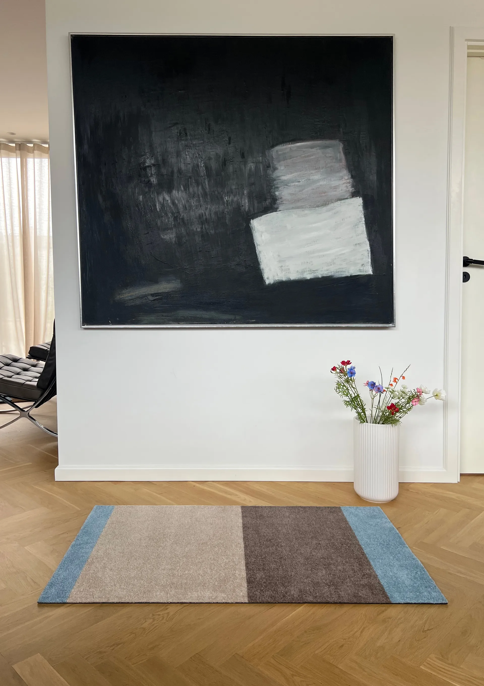 Stripes gångmatta horisontell, Ivory-sand-blue, 67x120 cm tica copenhagen
