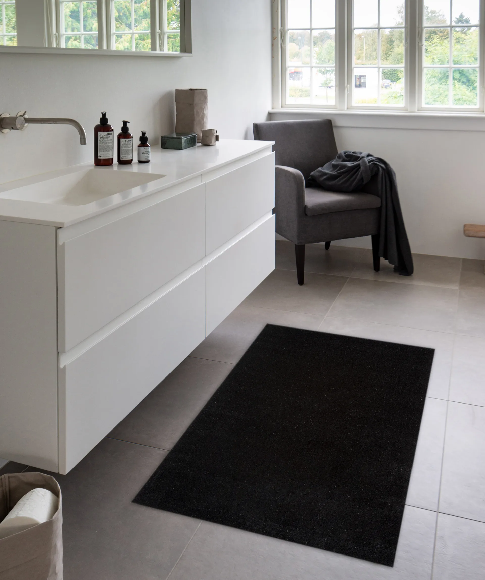 Unicolor gångmatta, Black, 90x130 cm tica copenhagen