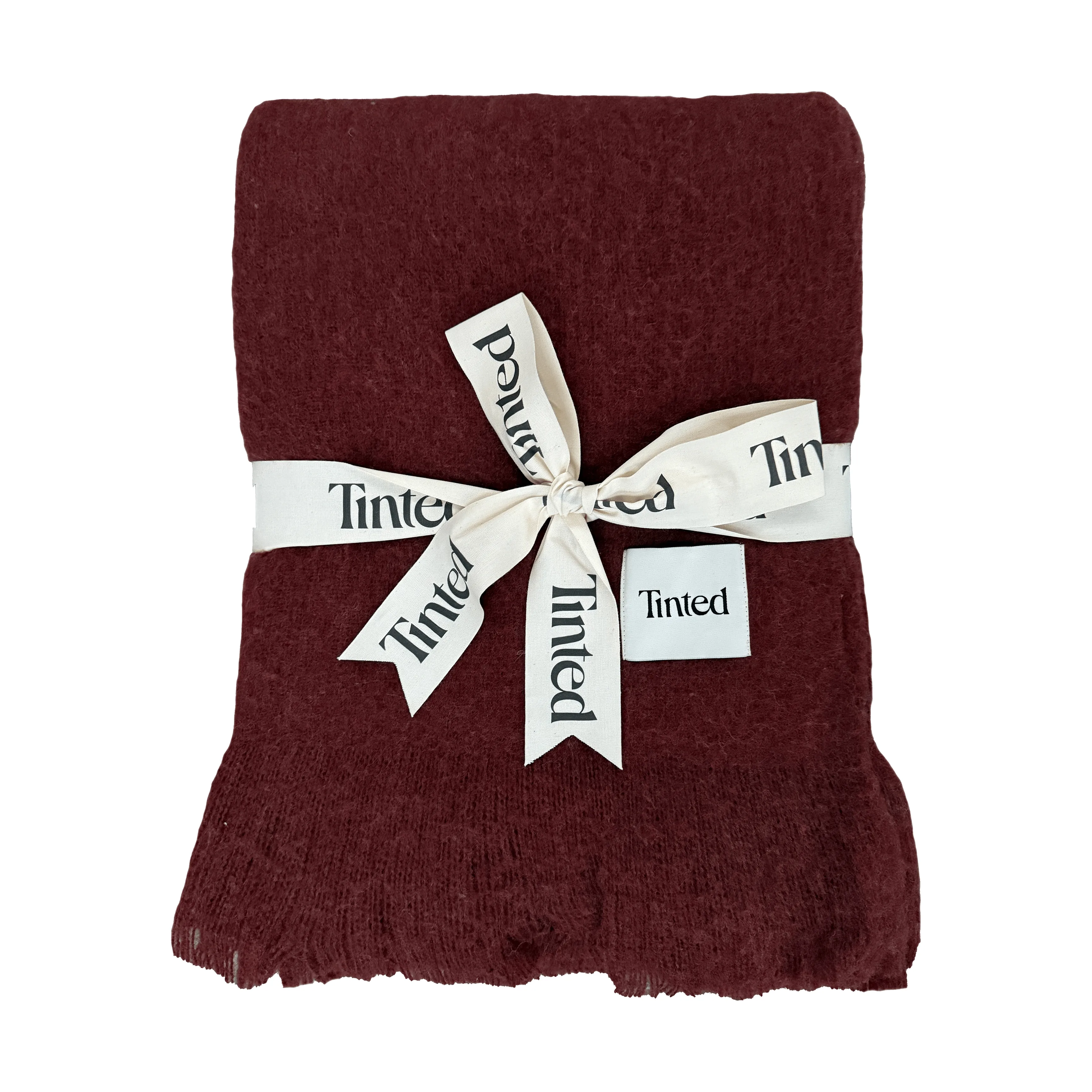 Fingal ullpläd, Solid wine red, 130x170 cm