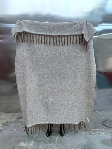 Fridh mohairpläd - Brown-off white, 130x170 cm - Tinted
