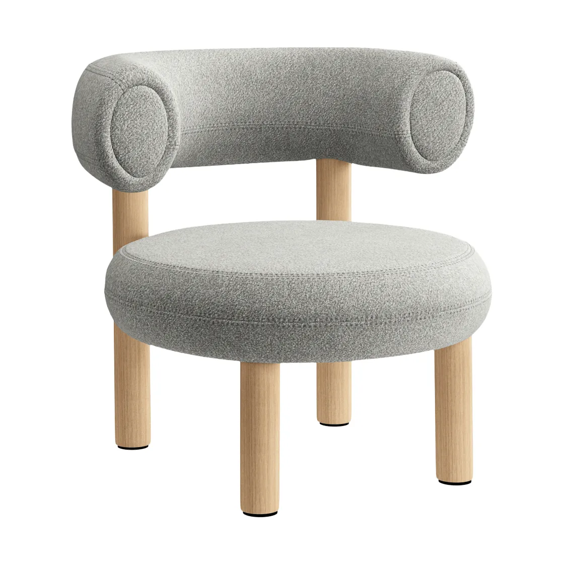 Fat loungestol, Brushed natural wood & natural alpine boucle Tom Dixon