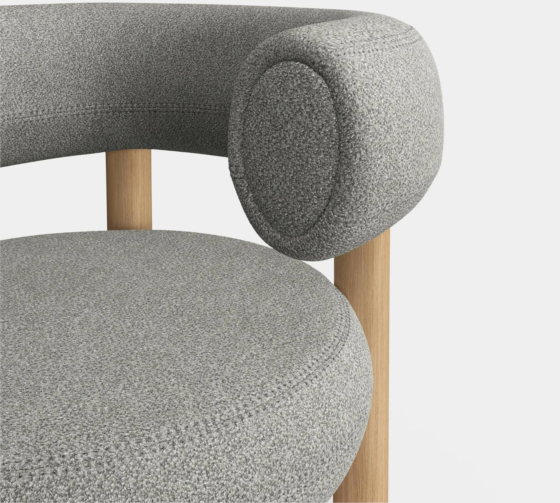 Fat loungestol, Brushed natural wood & natural alpine boucle Tom Dixon