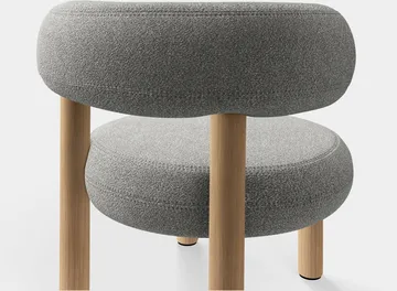Fat loungestol - Brushed natural wood & natural alpine boucle - Tom Dixon