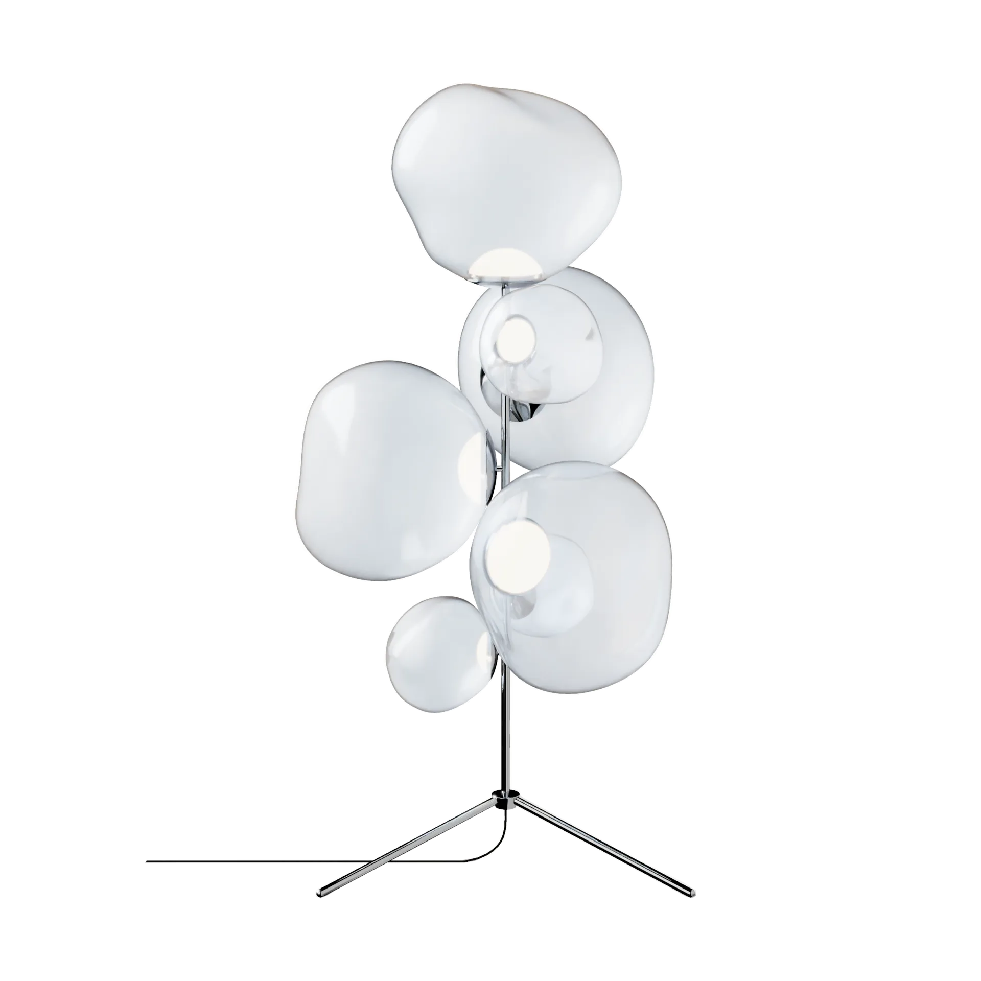 Melt Chandelier golvlampa LED 175 cm, Opal-silver Tom Dixon