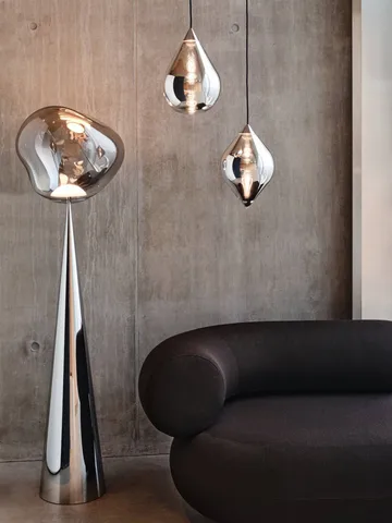 Melt Cone fat golvlampa LED 174,5 cm - Nickel-silverfärgad - Tom Dixon