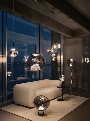 Melt Cone fat golvlampa LED 174,5 cm - Nickel-silverfärgad - Tom Dixon