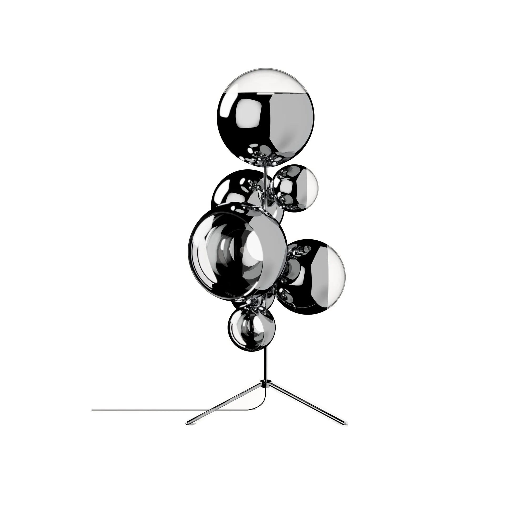 Mirror Ball chandelier golvlampa LED 181 cm, Silver Tom Dixon
