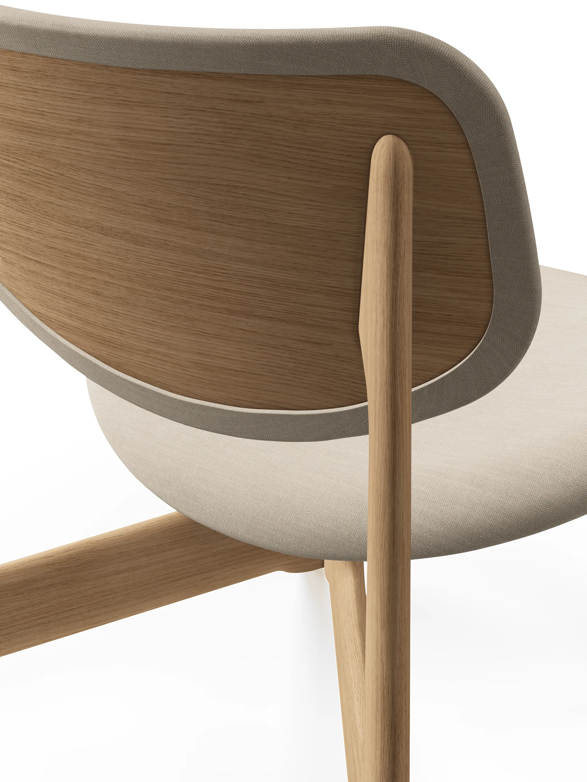 Slab loungestol klädd sits, Natural brushed oak-Linara 05 CMHR Cream Tom Dixon