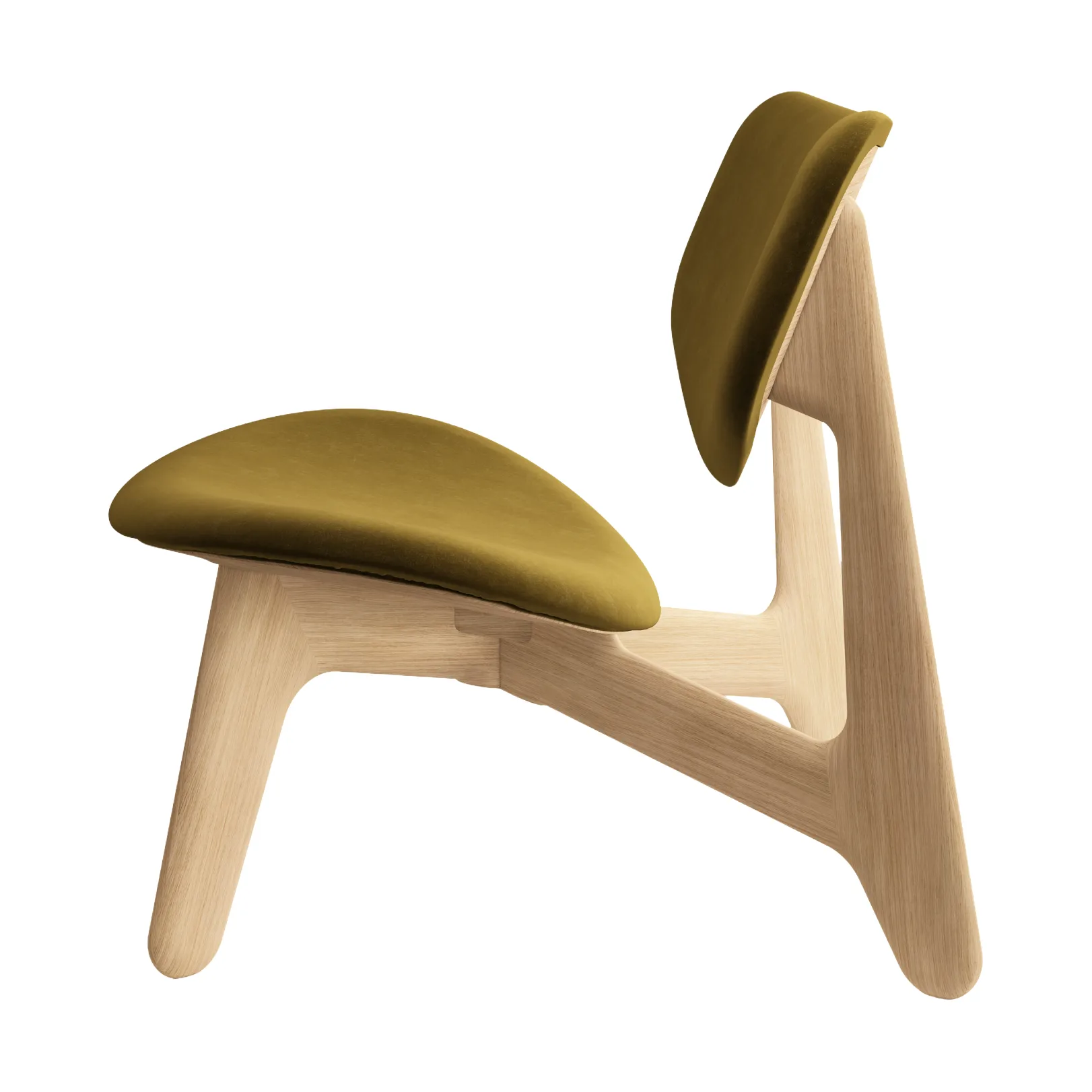 Slab loungestol klädd sits, Natural brushed oak-Royal 0162 CMHR Khaki Tom Dixon