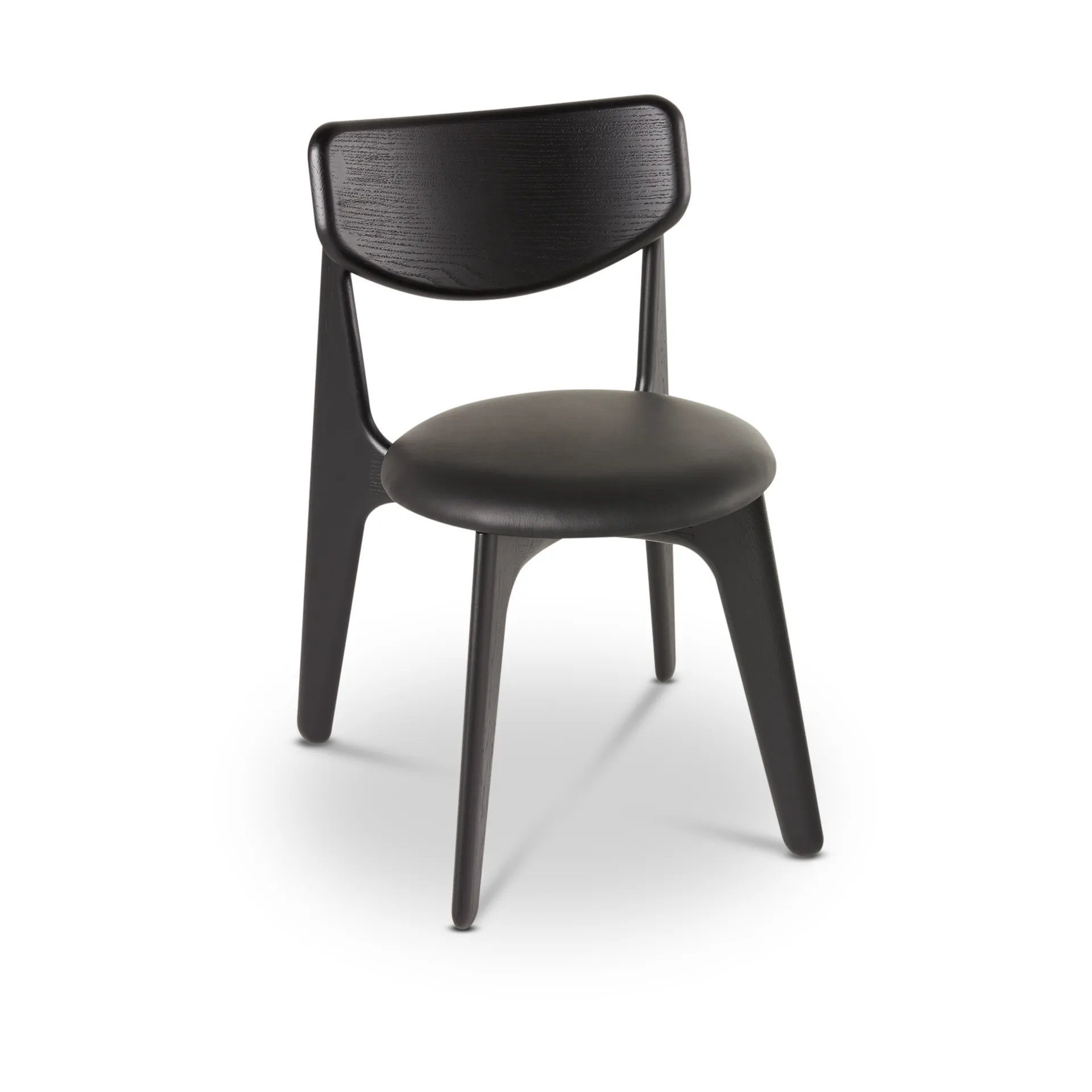 Slab matstol klädd sits, Black oak-black leather Tom Dixon