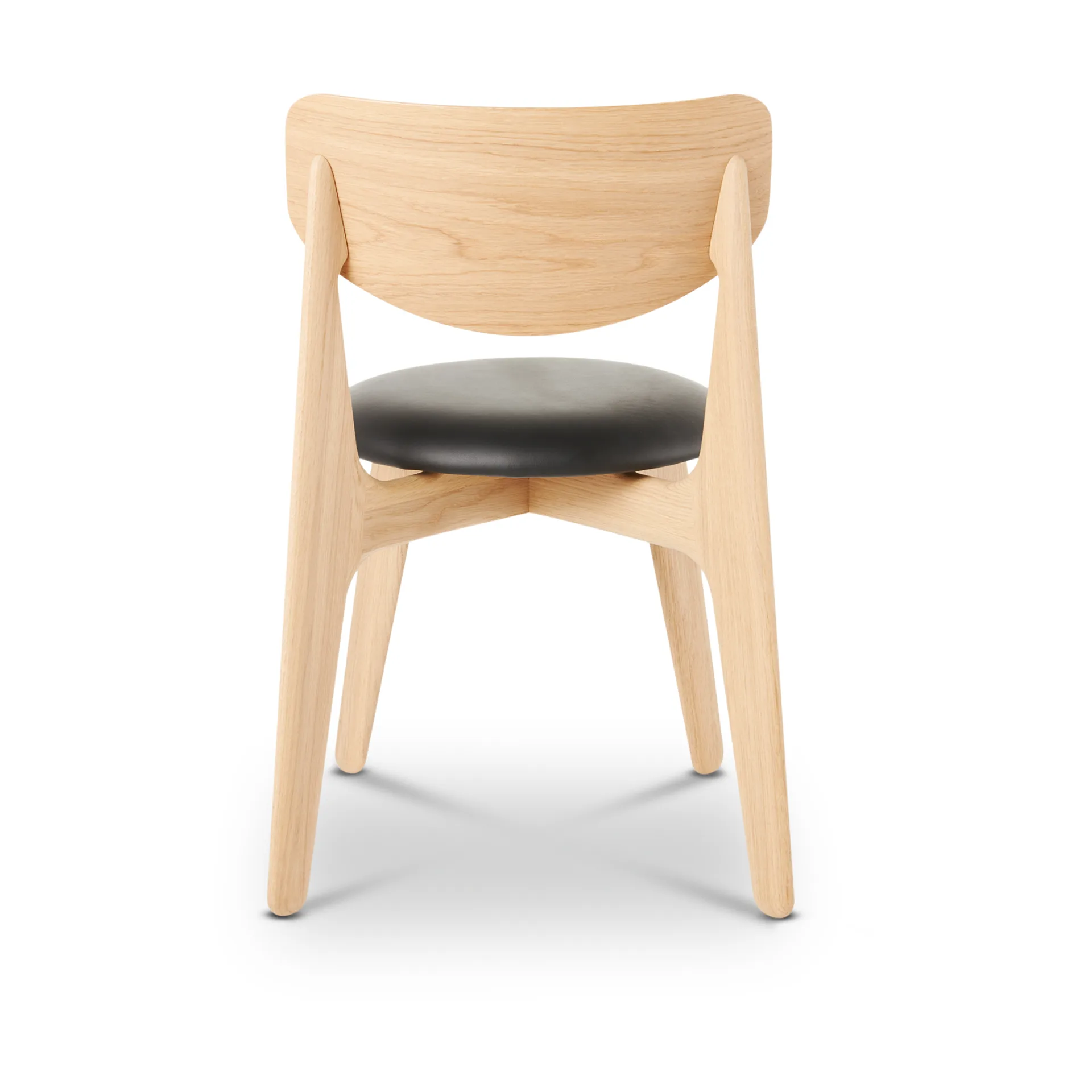 Slab matstol klädd sits, Natural oak-black leather Tom Dixon