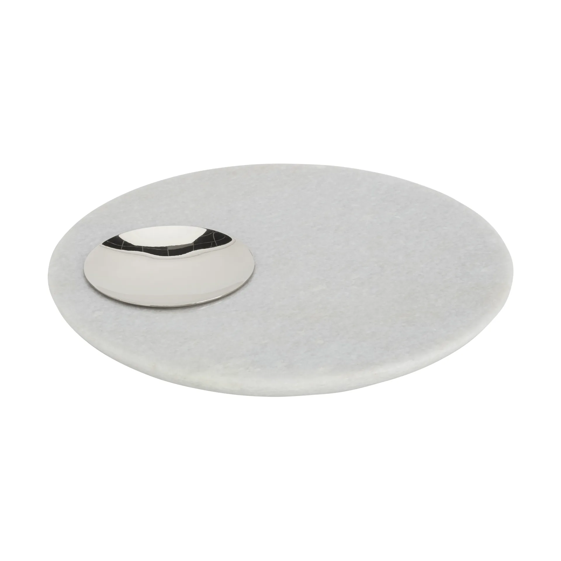 Stone serveringsbricka Ø22 cm, White marble-silver Tom Dixon
