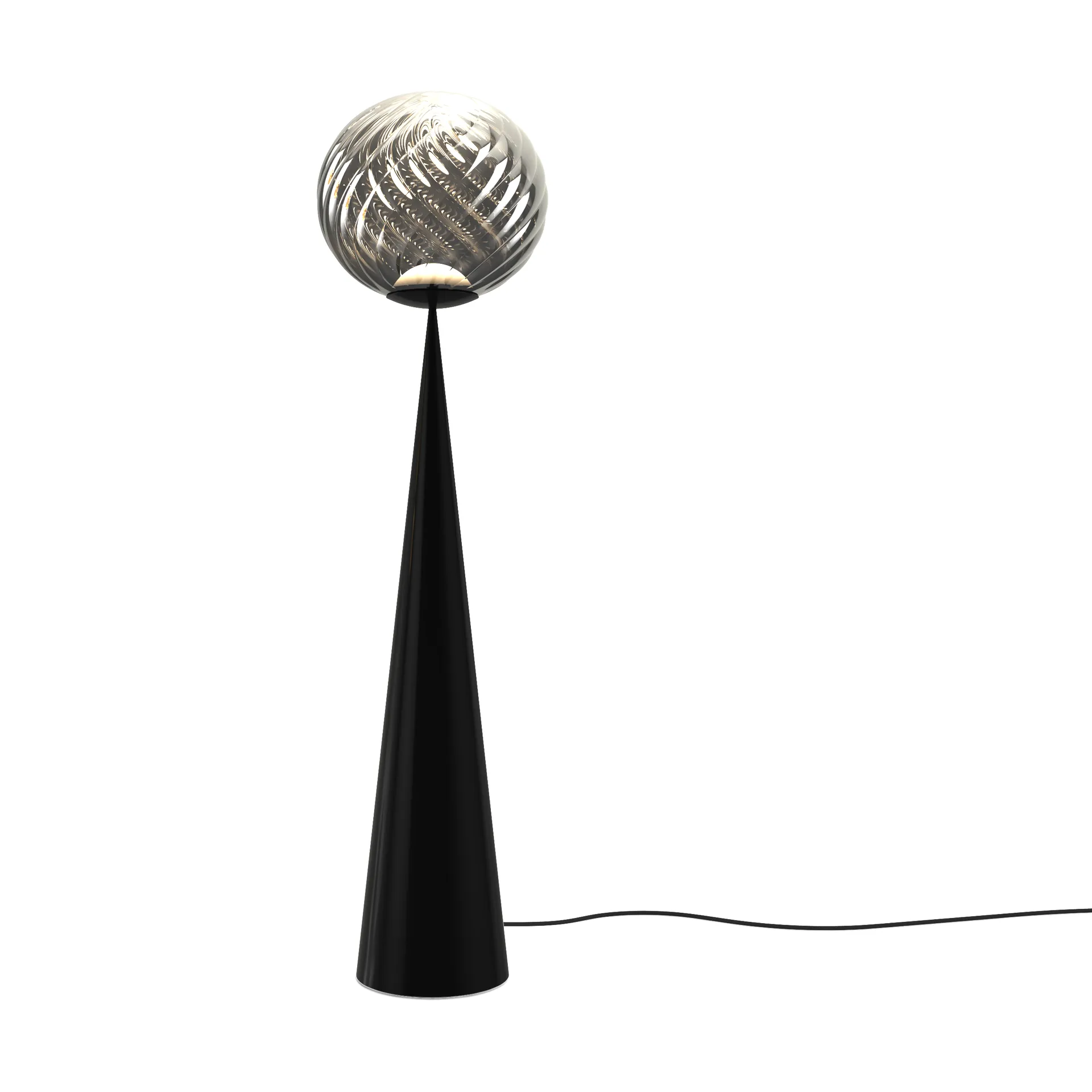 Whirl cone fat golvlampa, Silver-black Tom Dixon