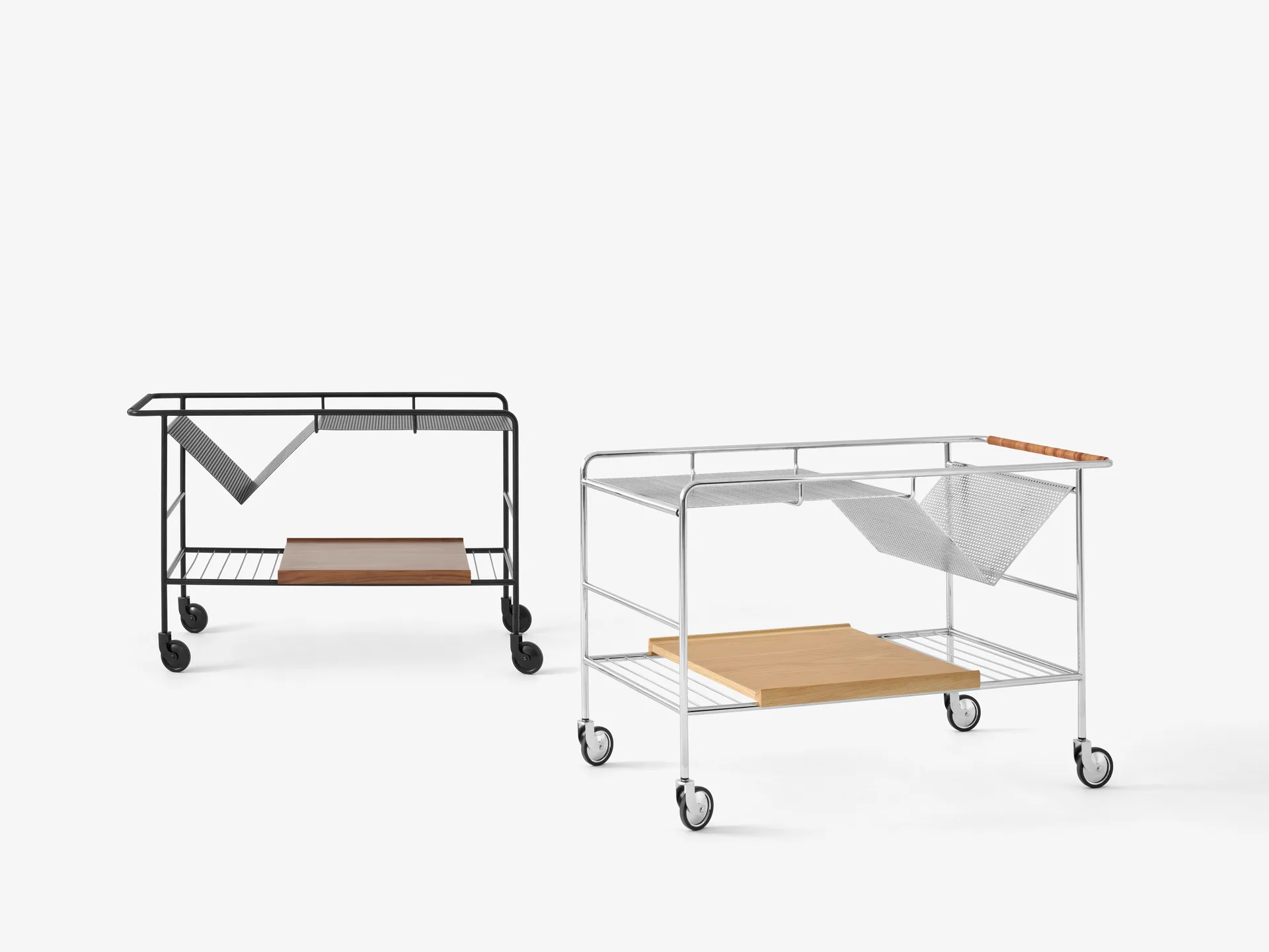 Alima förvaringsvagn lackerad ek, Chrome & lacquered oak &Tradition