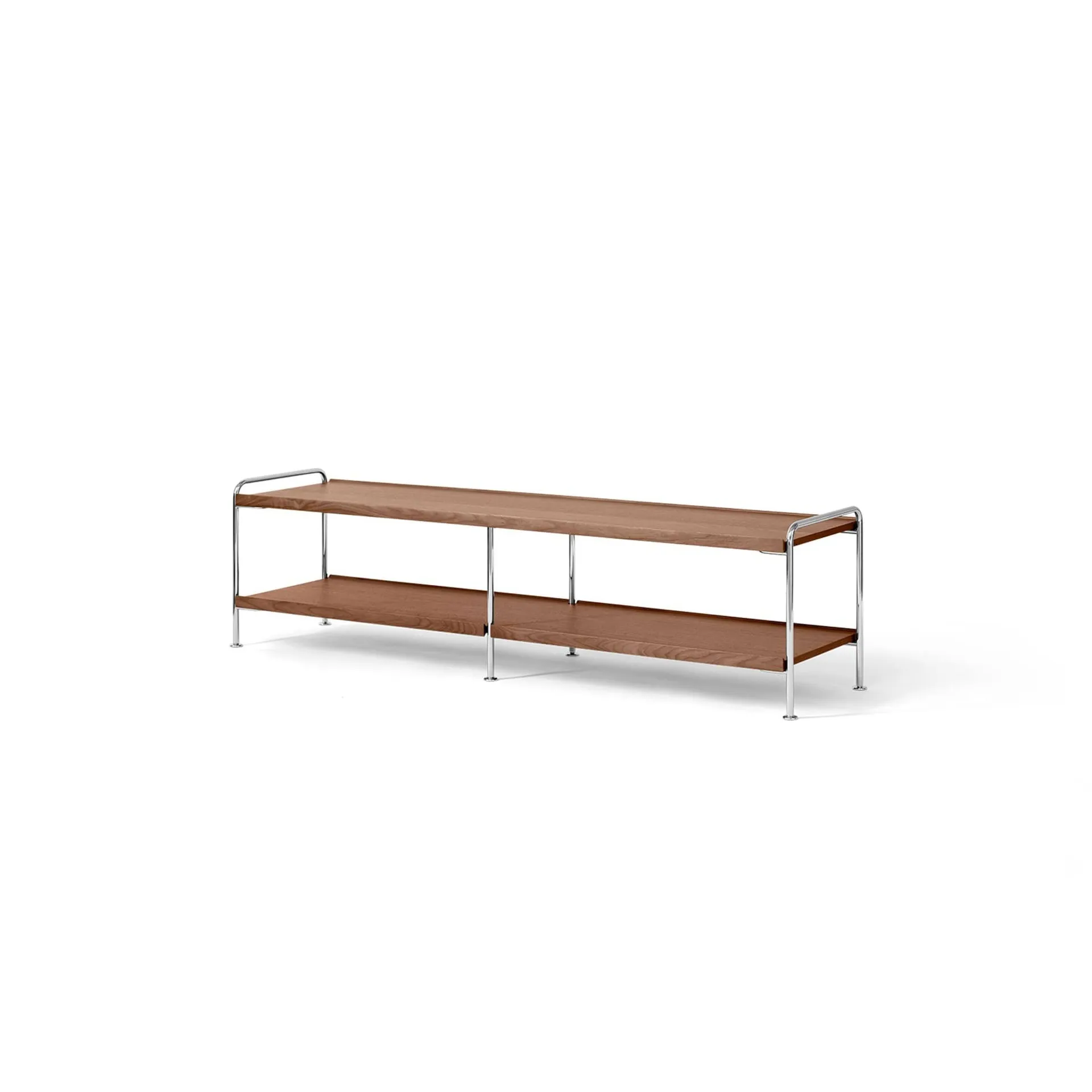 Alima NDS4 konsollhylla, Lackerad valnöt-krom, 162x42x38 cm &Tradition