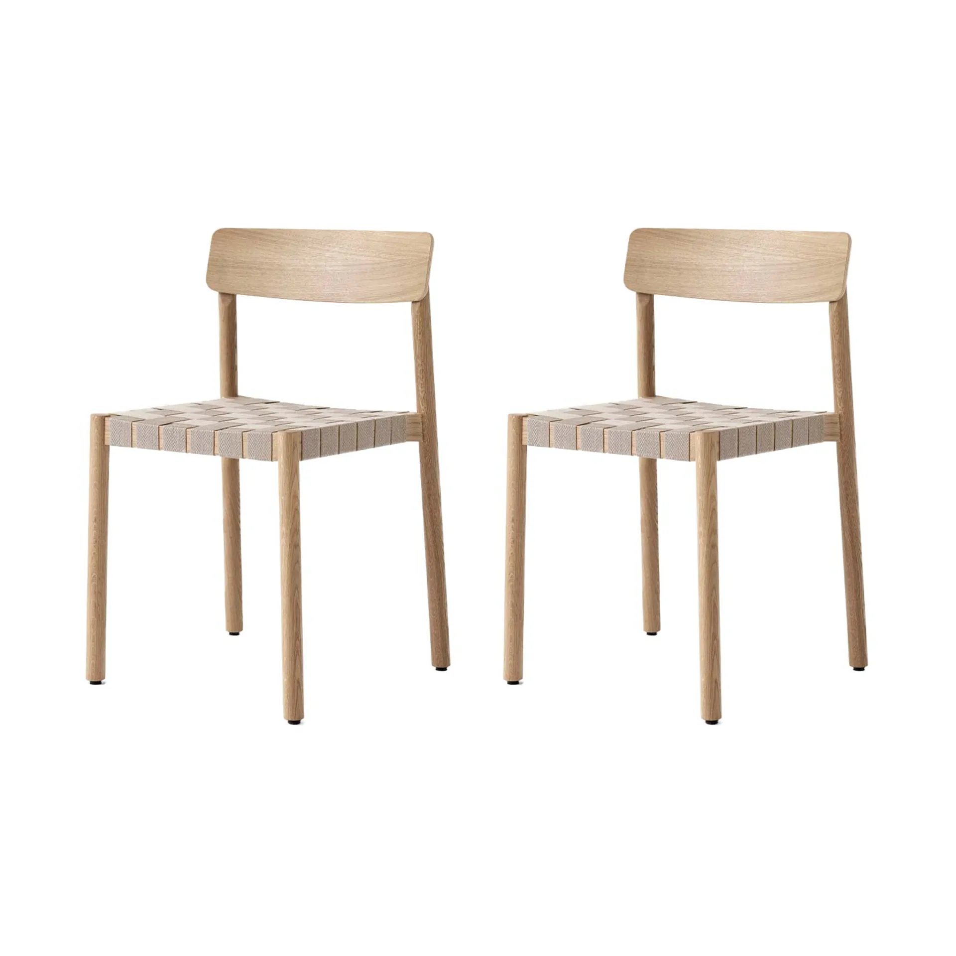 Betty TK1 stol, Ek-naturflätad linnebandsits, 2-pack &Tradition