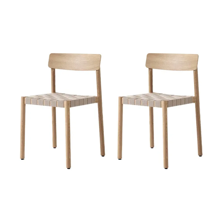 Betty TK1 stol, Ek-naturflätad linnebandsits, 2-pack - &Tradition