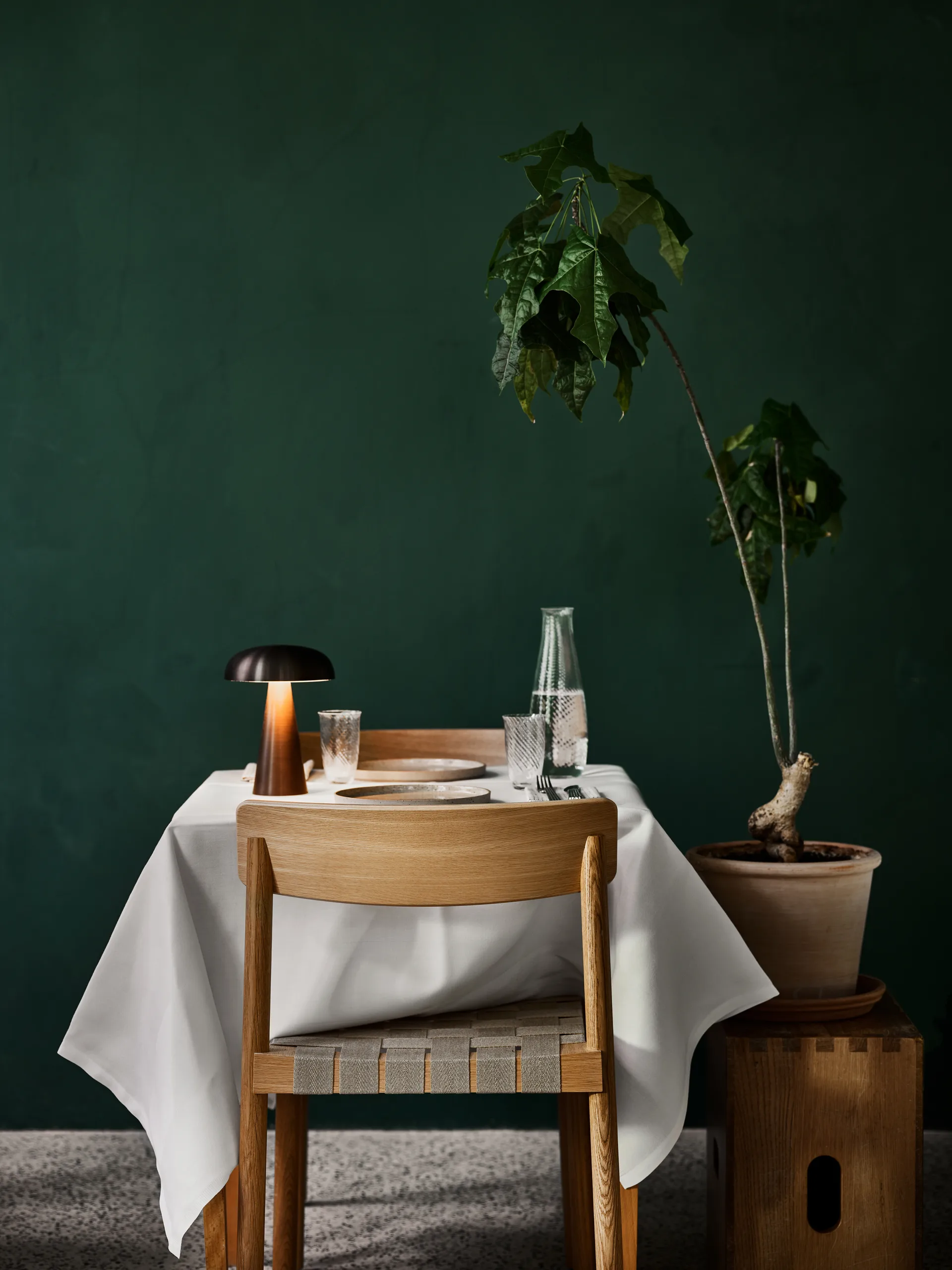 Betty TK1 stol, Ek-naturflätad linnebandsits, 4-pack,  &Tradition