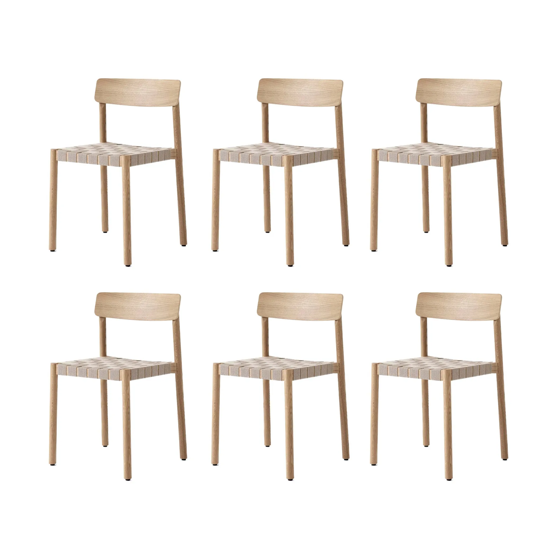 Betty TK1 stol, Ek-naturflätad linnebandsits, 6-pack,  &Tradition