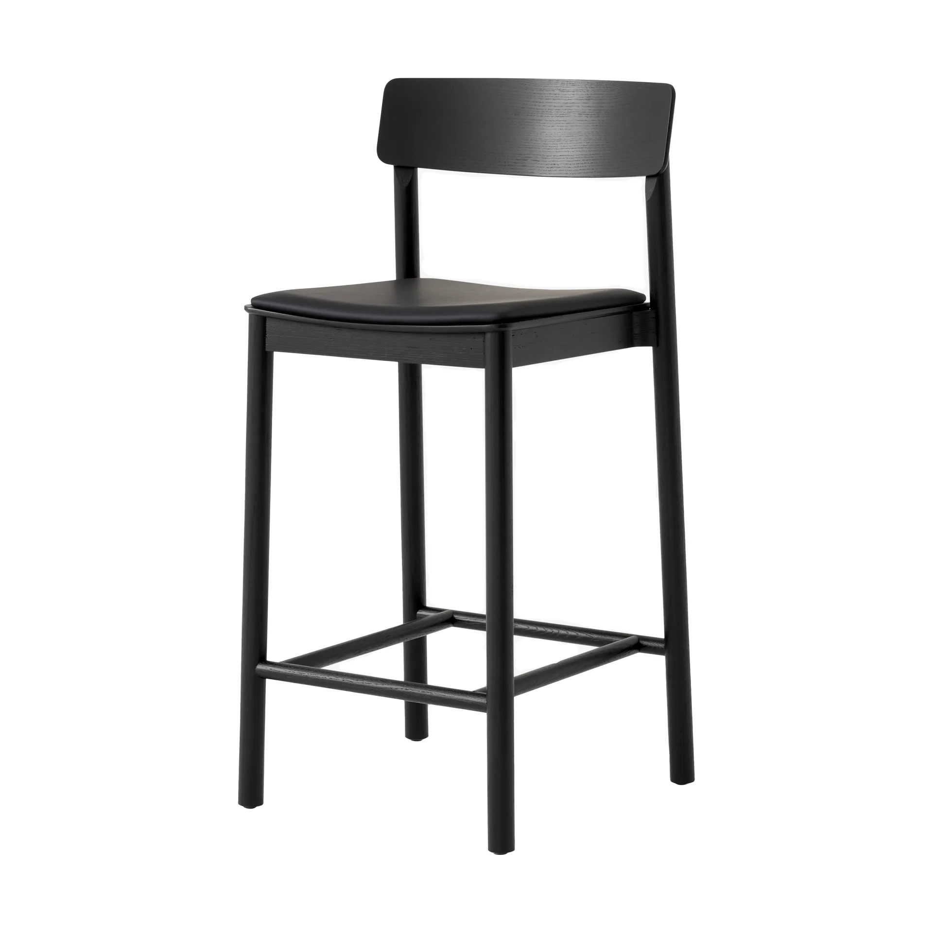 Betty TK14 Counter Chair barstol 65 cm, Noble svart läder-svartlackad ask &Tradition