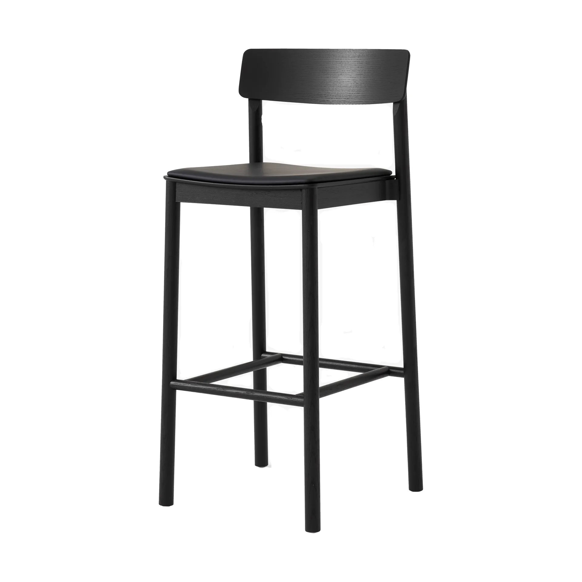 Betty TK17 Bar Chair barstol 75 cm, Noble svart läder-svartlackad ask &Tradition