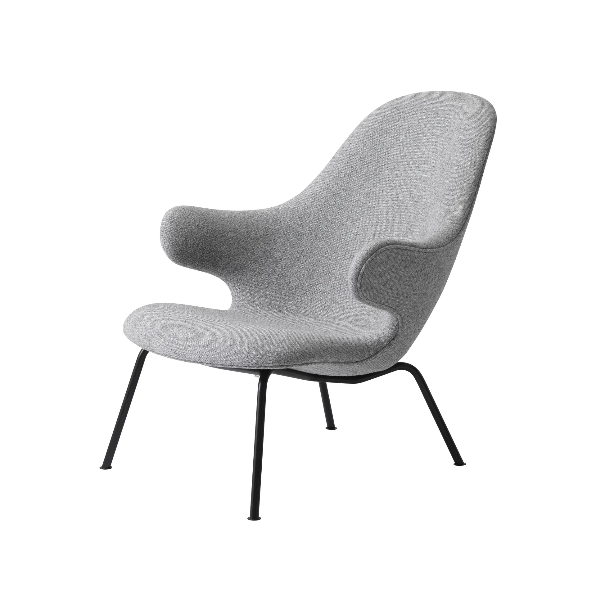 Catch JH14 loungefåtölj, tyg hallingdal 110 grey-svartlackat stål &Tradition