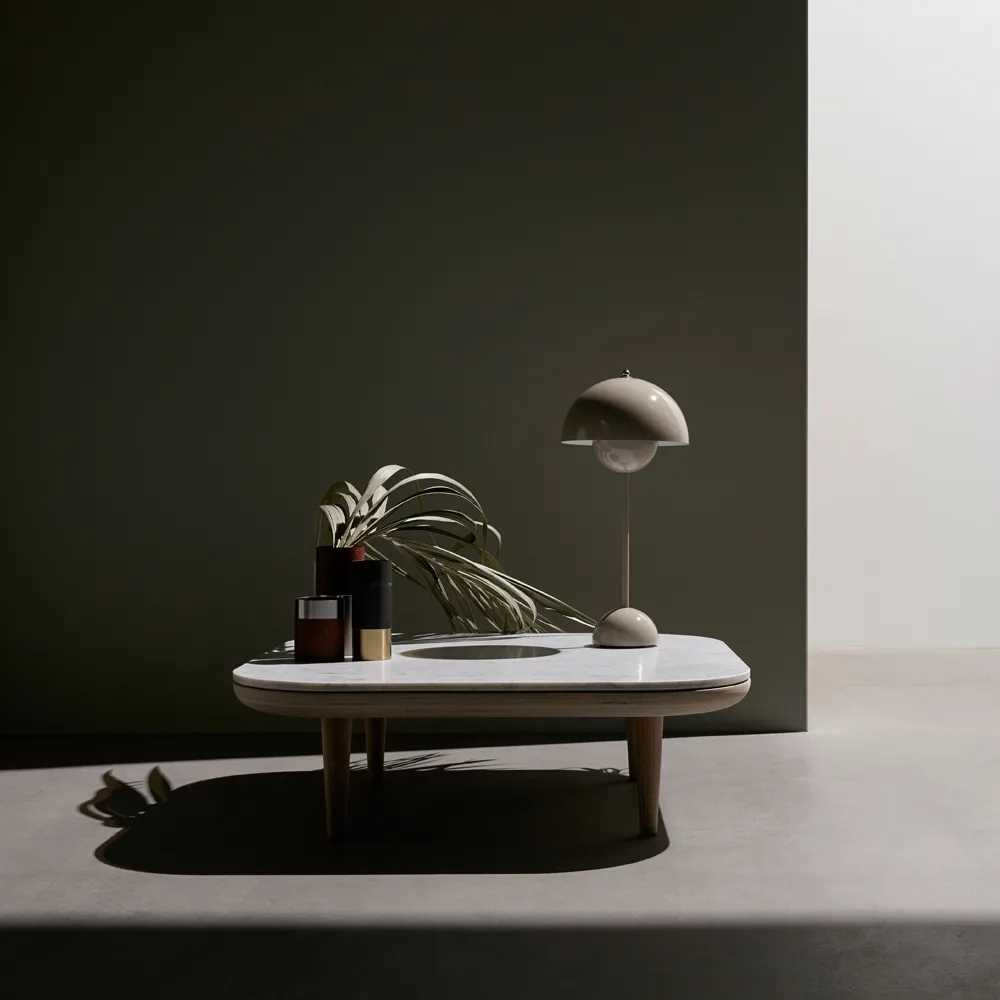 Fly bord SC4, ljus oljad ek + vit marmor &Tradition