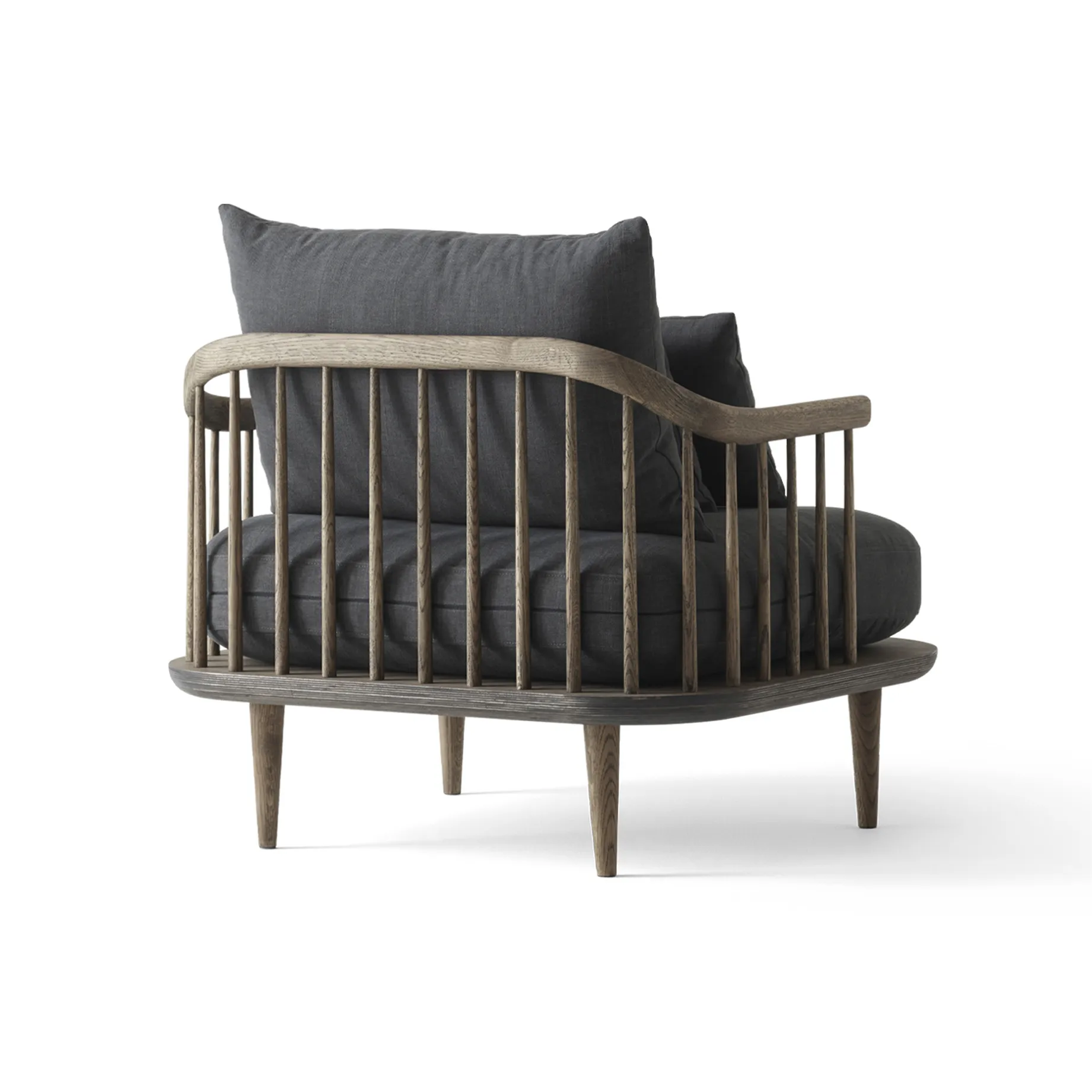 Fly fåtölj SC1, rökt oljad ek + grått tyg &Tradition