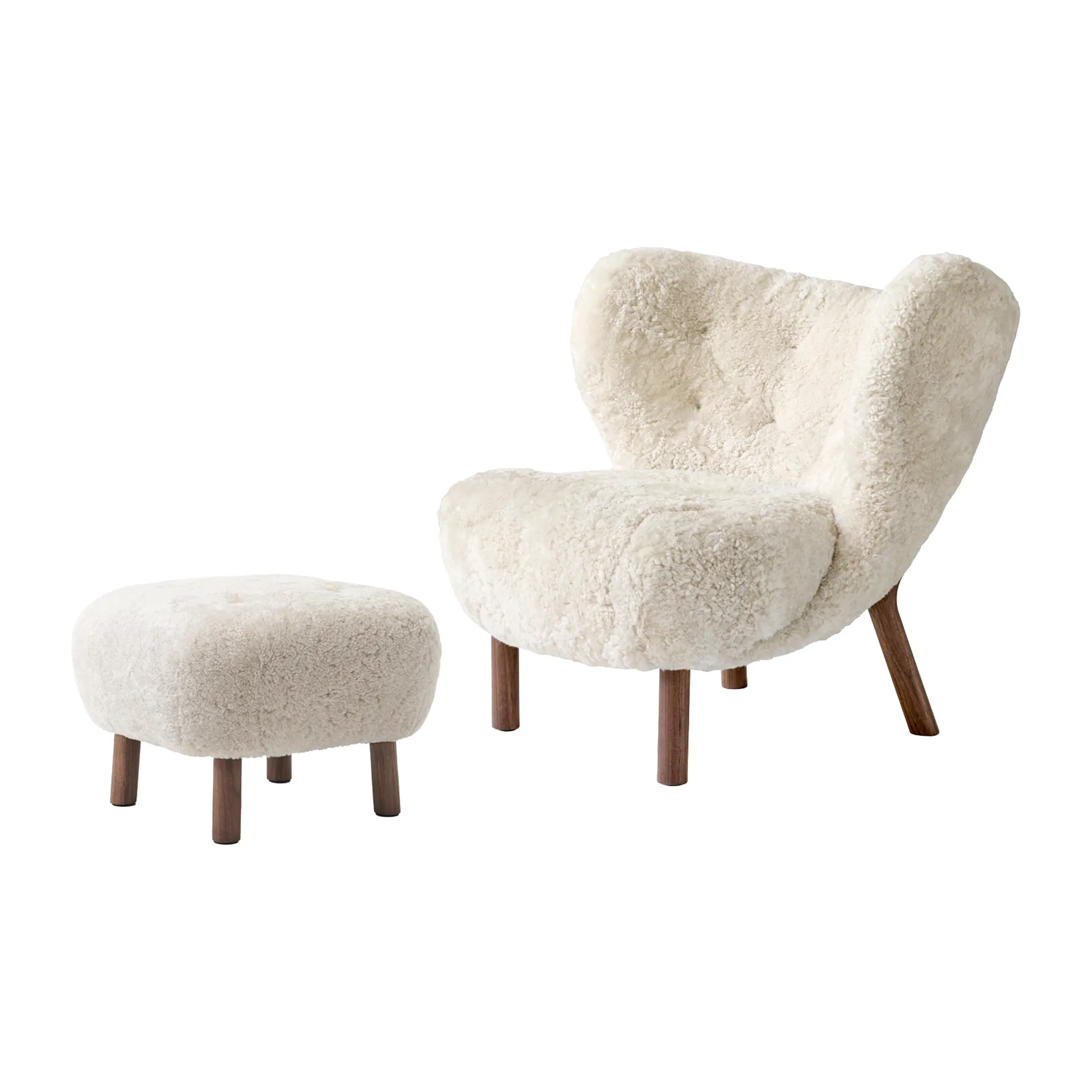 Little Petra VB1 fåtölj inkl. pouf ATD1, Oljad valnöt-Moonlight &Tradition