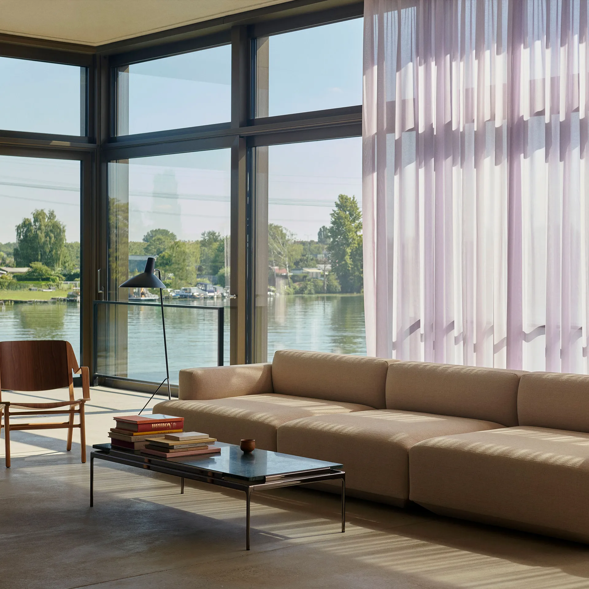 Sett LN12 soffbord, Verde guatemala-dark chrome &Tradition