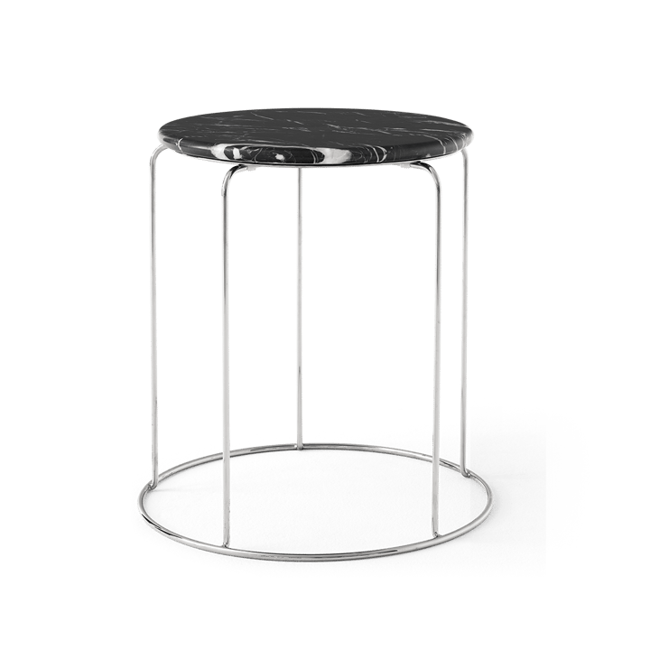 Wire Stool VP11 toppskiva Ø38 cm, Marble Nero Marquina &Tradition