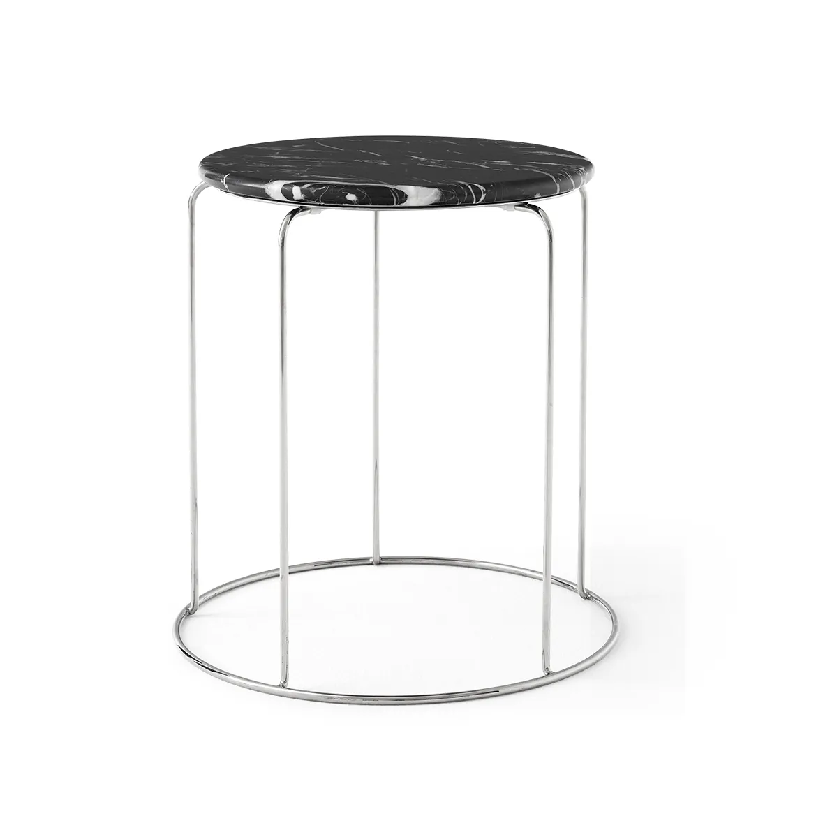 Wire Stool VP11 toppskiva Ø38 cm, Marmor Nero Marquina &Tradition