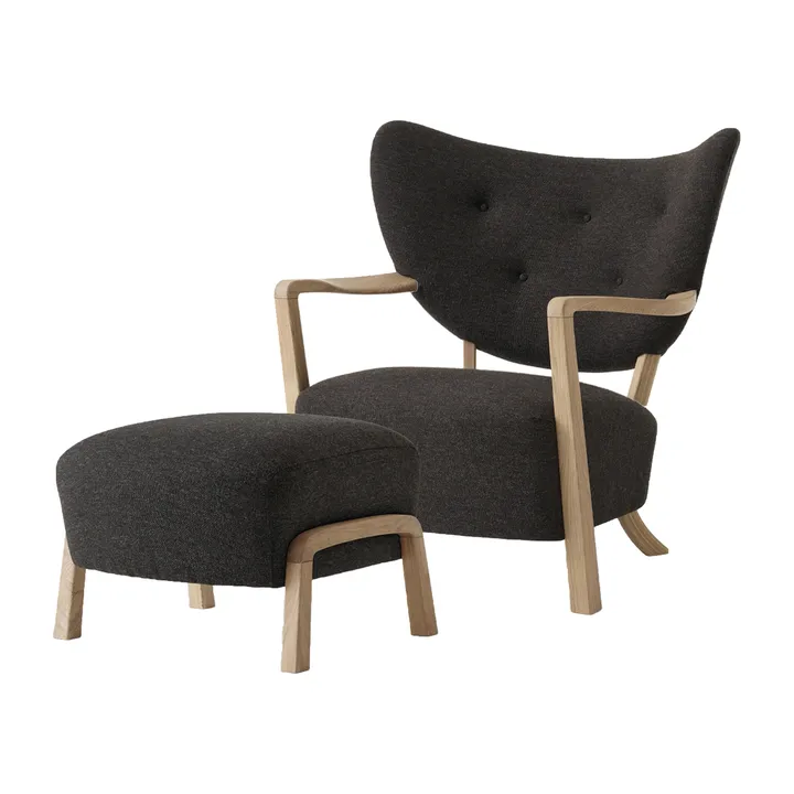 Wulff Lounge Chair ATD2 fåtölj inkl. pouf ATD3 - Oljad ek-Hallingdal 376 - &Tradition