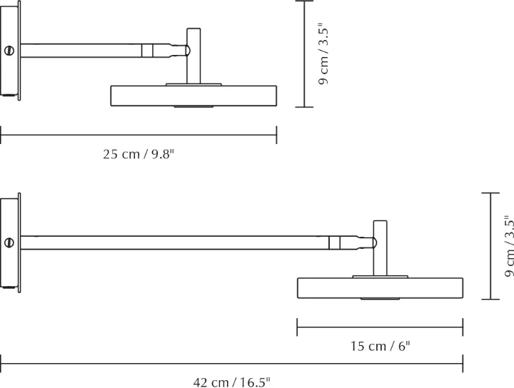 Asteria Wall vägglampa, Long, Black-brass Umage