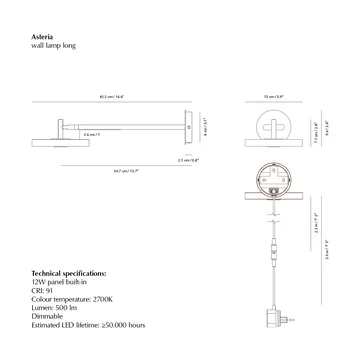 Asteria Wall vägglampa - Long, Nuance Rose-chrome - Umage
