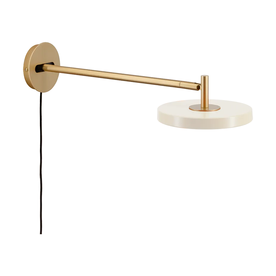 Asteria Wall vägglampa, Long, Pearl white-brass Umage