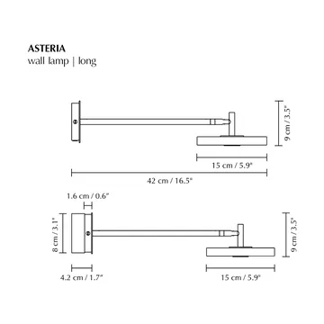 Asteria Wall vägglampa - Long, Polished steel - Umage