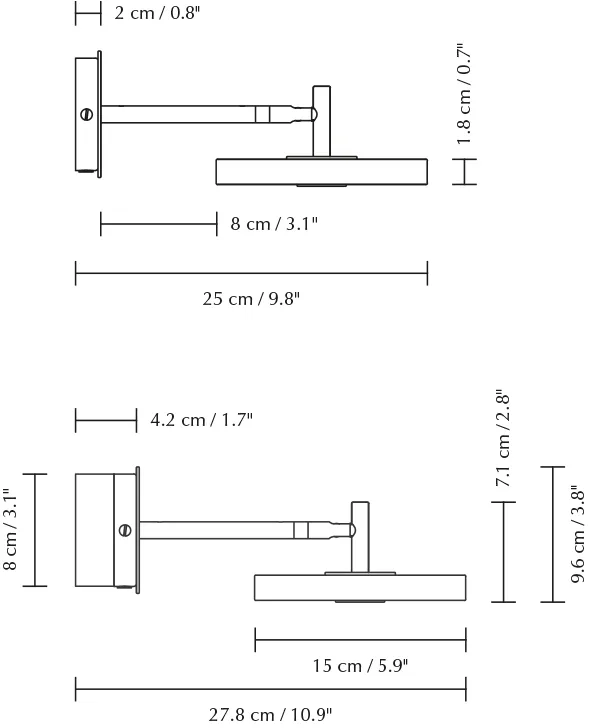 Asteria Wall vägglampa, Short, Nuance mist-brass Umage