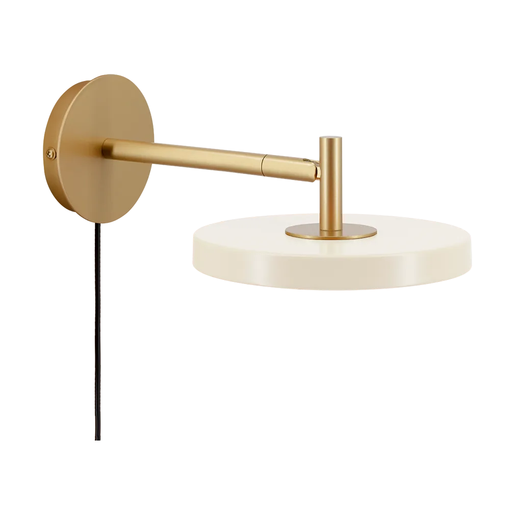 Asteria Wall vägglampa, Short, Pearl white-brass Umage