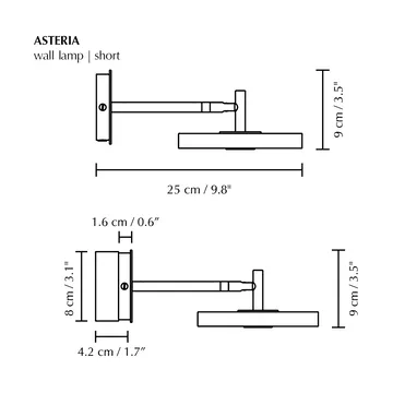 Asteria Wall vägglampa - Short, Polished steel - Umage