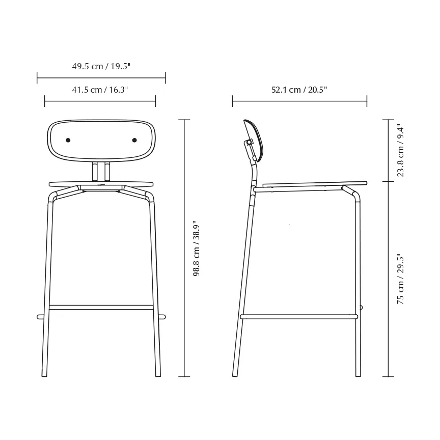 Curious barstol 75 cm, Oak-brass Umage