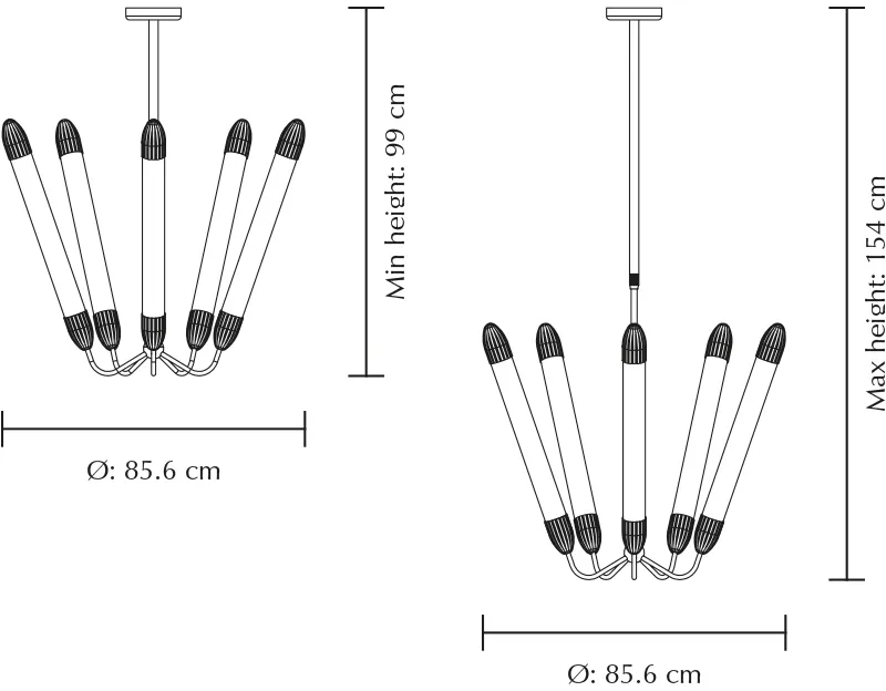 Lemon Squeeze Penta long taklampa, Plated brass Umage